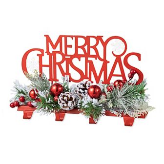 Glitzhome Christmas Stocking Holder, Metal Merry Christmas Hanger Hooks