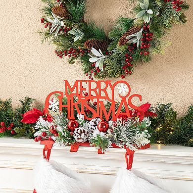 Glitzhome Christmas Metal Merry Christmas Stocking Holder