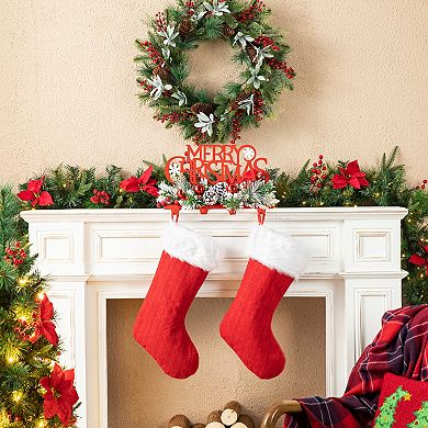 Glitzhome Christmas Metal Merry Christmas Stocking Holder