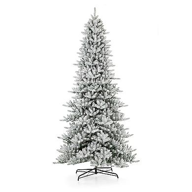 Glitzhome 11ft Pre-lit Flocked Fir Artificial Christmas Tree With 950 Warm White Lights W/o Glitter