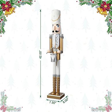 Glitzhome 42"h Wooden Nutcracker Standing Decor, Christmas Nutcracker Porch Decor