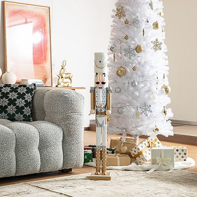 Glitzhome 42"h Wooden Nutcracker Standing Decor, Christmas Nutcracker Porch Decor