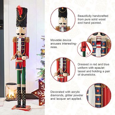 Glitzhome 42"h Wooden Nutcracker Standing Decor, Christmas Nutcracker Porch Decor