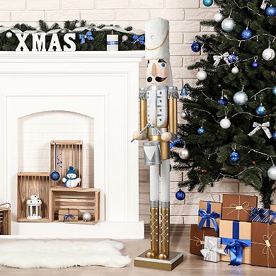 Glitzhome 42"h Wooden Nutcracker Standing Decor, Christmas Nutcracker Porch Decor