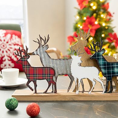 Glitzhome 18" L Reindeer Table Centerpiece Decoration, Christmas Deer Decor for Table or Mantle