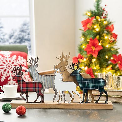 Glitzhome 18" L Reindeer Table Centerpiece Decoration, Christmas Deer Decor for Table or Mantle