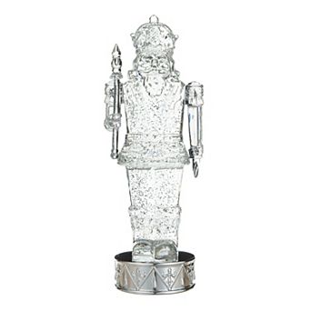 Glitzhome 12.5" H Christmas Lighted Water Globe,Acrylic Nutcracker Figurine Water Snow Globe
