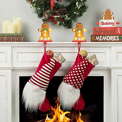 Glitzhome 7.25" H Marquee Led Gingerbread Man Christmas Stocking Holder