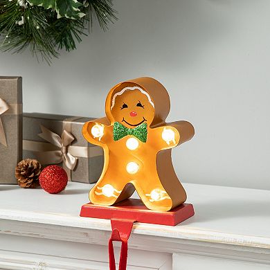 Glitzhome 7.25" H Marquee Led Gingerbread Man Christmas Stocking Holder