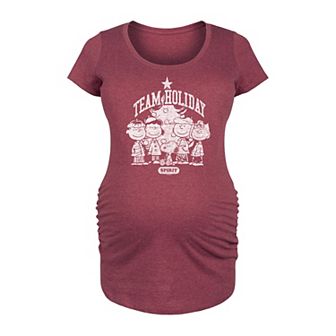Maternity Peanuts Team Holiday Spirit Graphic Tee