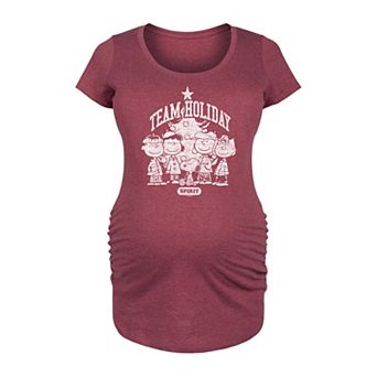 Maternity Peanuts Team Holiday Spirit Graphic Tee