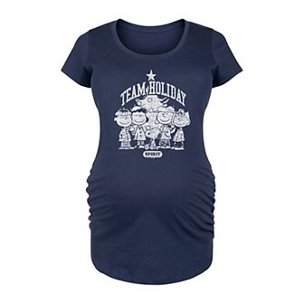 Maternity Peanuts Team Holiday Spirit Graphic Tee