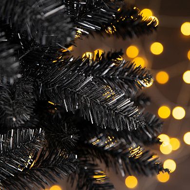 Glitzhome 7.5ft Pencil Tinsel Artificial Christmas Tree