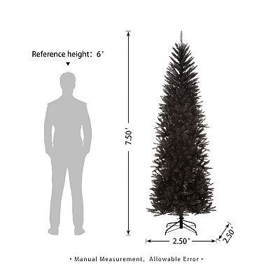 Glitzhome 7.5ft Pencil Tinsel Artificial Christmas Tree
