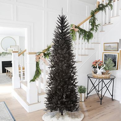 Glitzhome 7.5ft Pencil Tinsel Artificial Christmas Tree