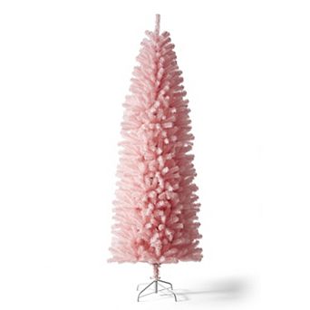 Glitzhome 7.5ft Pencil Tinsel Artificial Christmas Tree
