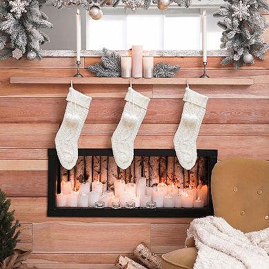 Glitzhome 24" L Knitted Polyester Christmas Stocking, Hanging Stocking Home Decoration