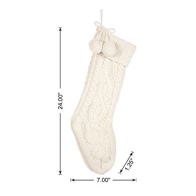 Glitzhome 24" L Knitted Polyester Christmas Stocking, Hanging Stocking Home Decoration