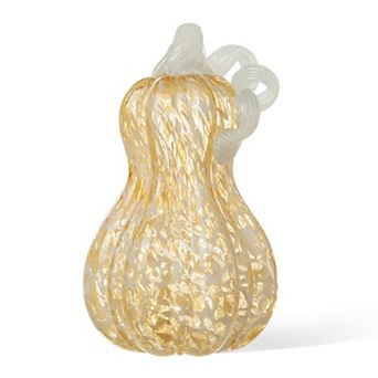 Glitzhome 8.5" Hand Blown Glass Pumpkin Table Accent For Fall & Harvest Thanksgiving Decorative