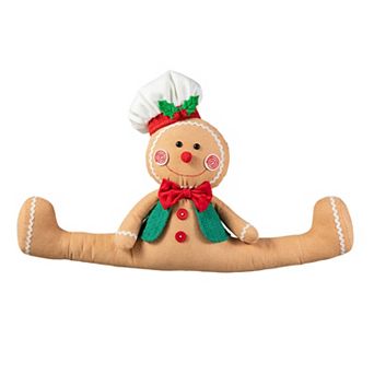 Glitzhome Fabric Gingerbreadman Doorstop, Christmas Plush for Door Porch Tabletop Decor, 27''L