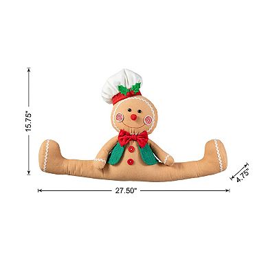 Glitzhome Fabric Gingerbreadman Doorstop, Christmas Plush for Door Porch Tabletop Decor, 27''L