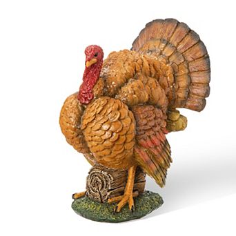 Glitzhome Fall Decor Thanksgiving Decorations, Resin Turkey Collectibles Figurines Tabletop Decor