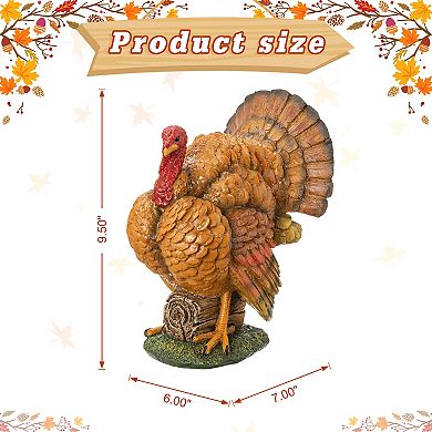 Glitzhome Fall Decor Thanksgiving Decorations, Resin Turkey Collectibles Figurines Tabletop Decor
