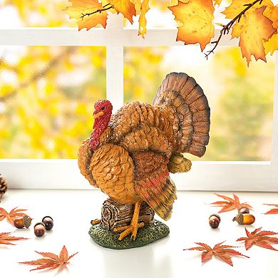 Glitzhome Fall Decor Thanksgiving Decorations, Resin Turkey Collectibles Figurines Tabletop Decor