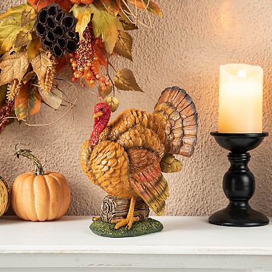 Glitzhome Fall Decor Thanksgiving Decorations, Resin Turkey Collectibles Figurines Tabletop Decor