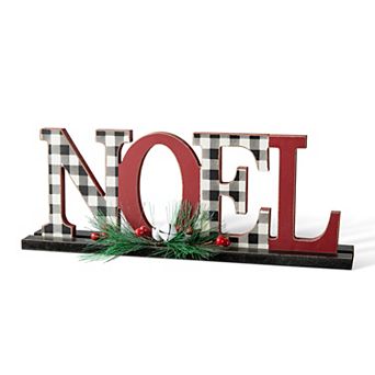Glitzhome Wooden Noel Christmas Table Centerpiece, 14.96"H Xmas Table Decor for Home and Kitchen