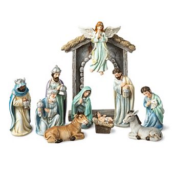 Glitzhome Christmas Nativity Set Nativity Scene Set, 8" Resin Nativity Figurines Set for Table Decor