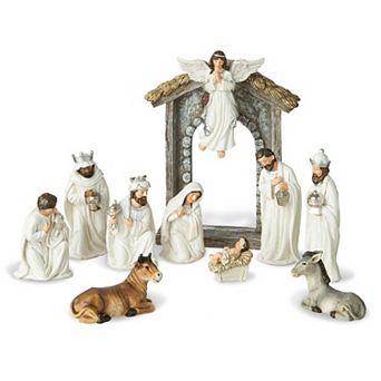 Glitzhome Christmas Nativity Set Nativity Scene Set, 8" Resin Nativity Figurines Set for Table Decor