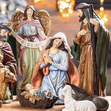 Glitzhome 12pcs Oversized Resin Nativity Figurine Set
