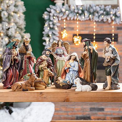 Glitzhome 12pcs Oversized Resin Nativity Figurine Set