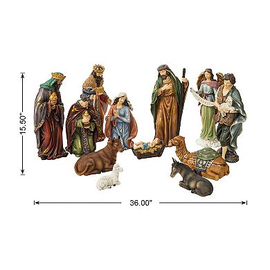 Glitzhome 12pcs Oversized Resin Nativity Figurine Set