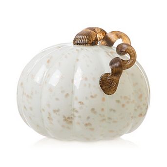 Glitzhome Hand Blown Glass Pumpkin Table Accent Decor For Fall & Harvest Thanksgiving Decorating