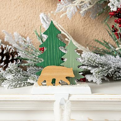 Glitzhome Christmas Stocking Holder, Set of 2 Metal Reindeer&Bear Hanger Hooks