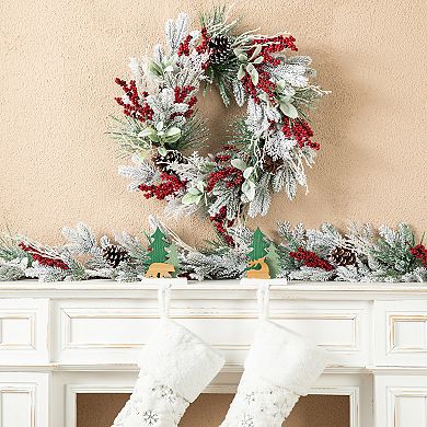 Glitzhome Christmas Stocking Holder, Set of 2 Metal Reindeer&Bear Hanger Hooks
