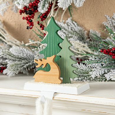 Glitzhome Christmas Stocking Holder, Set of 2 Metal Reindeer&Bear Hanger Hooks
