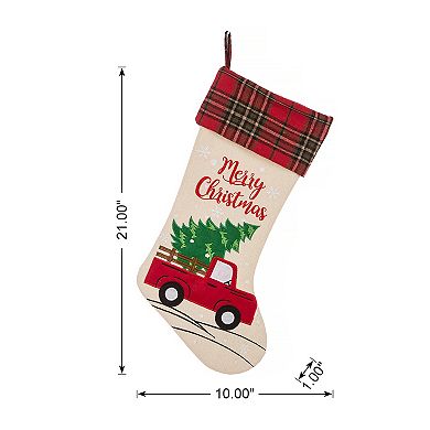 Glithome 21" L Christmas Stocking with Hooked Xmas Stocking for Christmas Decorations
