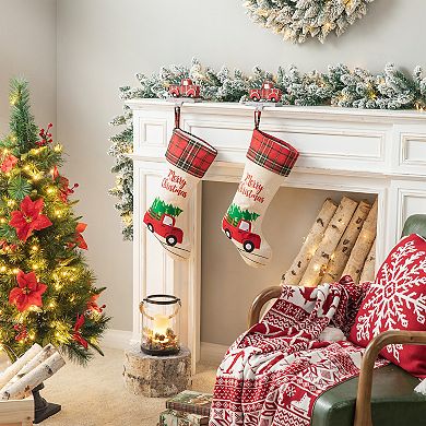Glithome 21" L Christmas Stocking with Hooked Xmas Stocking for Christmas Decorations