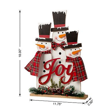 Glitzhome Christmas Table Decor, 18 Inches Wood Snowman Christmas Ornaments