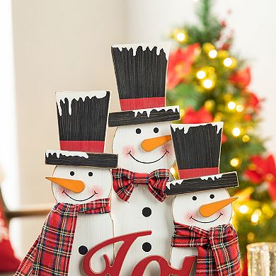 Glitzhome Christmas Table Decor, 18 Inches Wood Snowman Christmas Ornaments