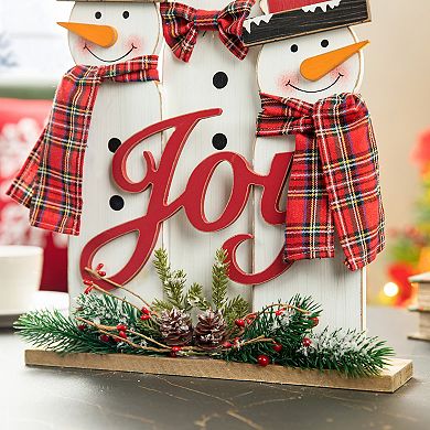 Glitzhome Christmas Table Decor, 18 Inches Wood Snowman Christmas Ornaments