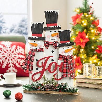 Glitzhome Christmas Table Decor, 18 Inches Wood Snowman Christmas Ornaments