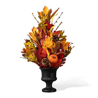 Glitzhome 24" Fall Maple Leaf Urn Table Tree