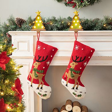 Glitzhome 7.48”H Marquee LED Lighted Christmas Tree Stocking Holder