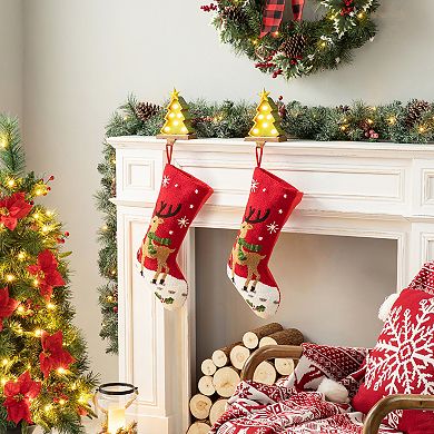 Glitzhome 7.48”H Marquee LED Lighted Christmas Tree Stocking Holder