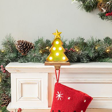 Glitzhome 7.48”H Marquee LED Lighted Christmas Tree Stocking Holder