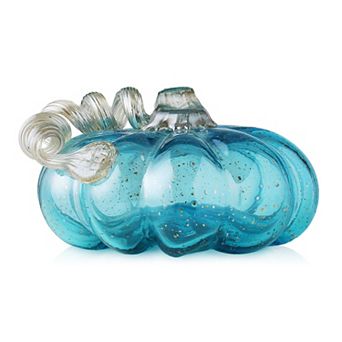 Glitzhome Hand Blown Glass Pumpkin For Fall Harvest Thanksgiving Halloween Decor
